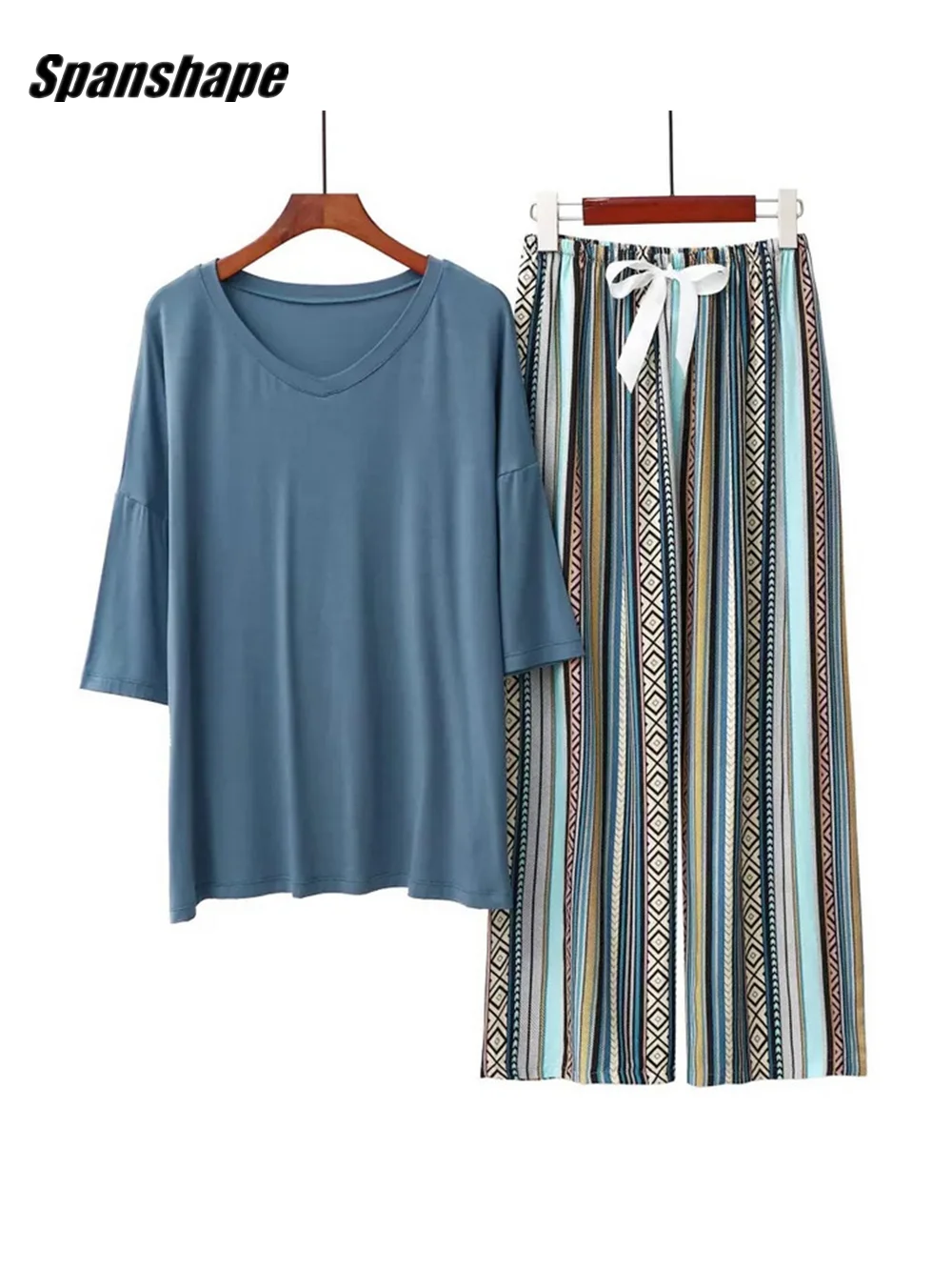 

Женский легкий пижамный комплект, длинные хлопковые Пижамные комплекты, повседневные и забавные пижамные комплекты с принтом, Пляжные штаны Макси, Модальная Домашняя одежда, ouc169