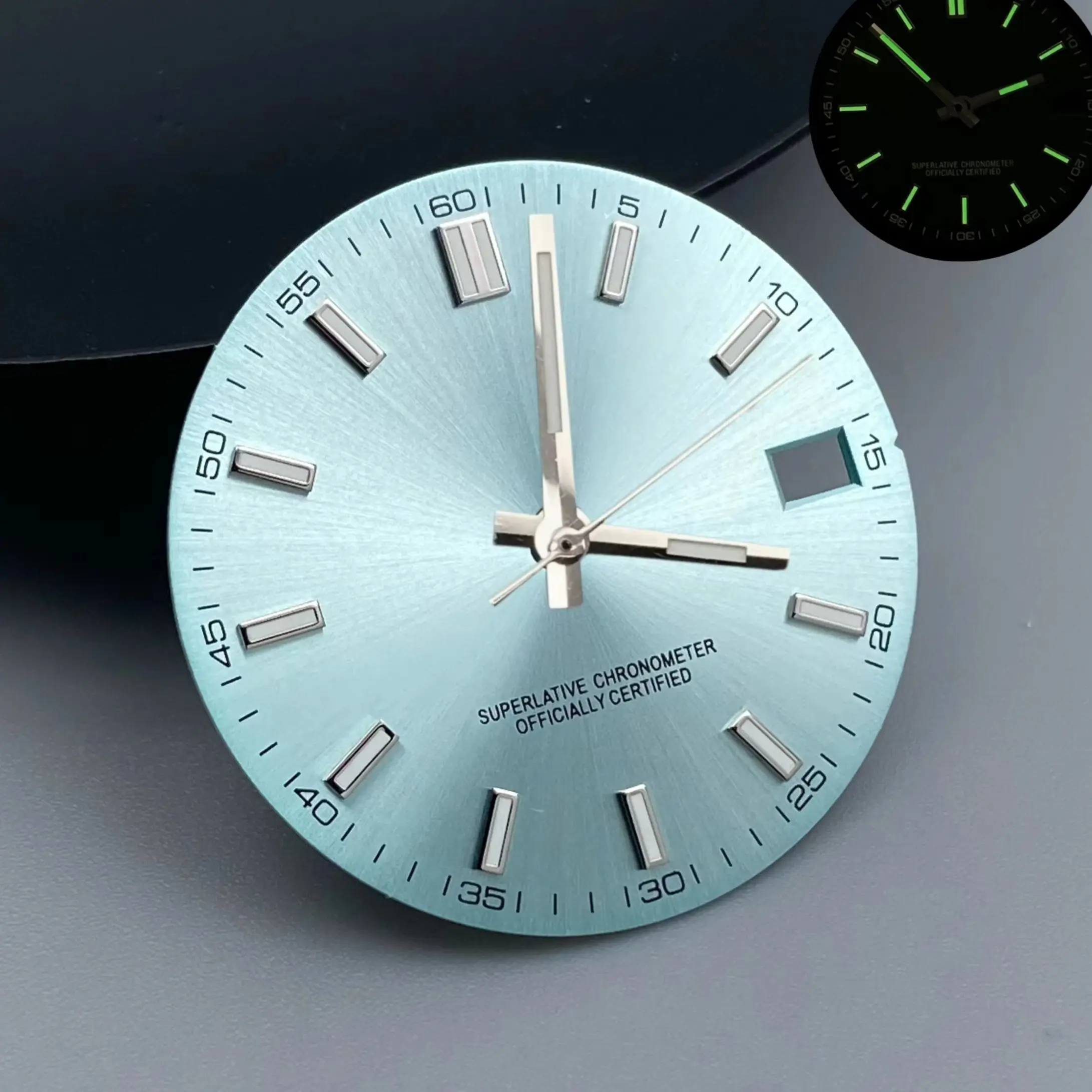 Green Luminous 28.5MM Watch Dial with Hands - NH35/NH36 Movement-Compatible Watch Accessory