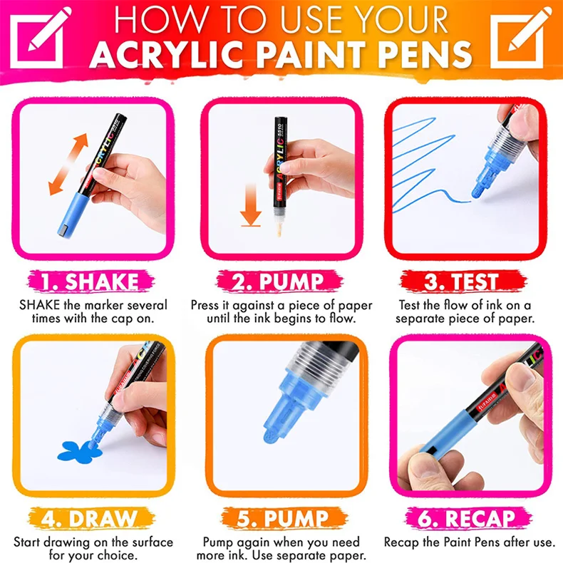 JUPAI Colors Acrylic Paint Pens, Large capacity 5g Water-based Ink Permanent Markers for Drawing Manga Arts and Crafts Supplies