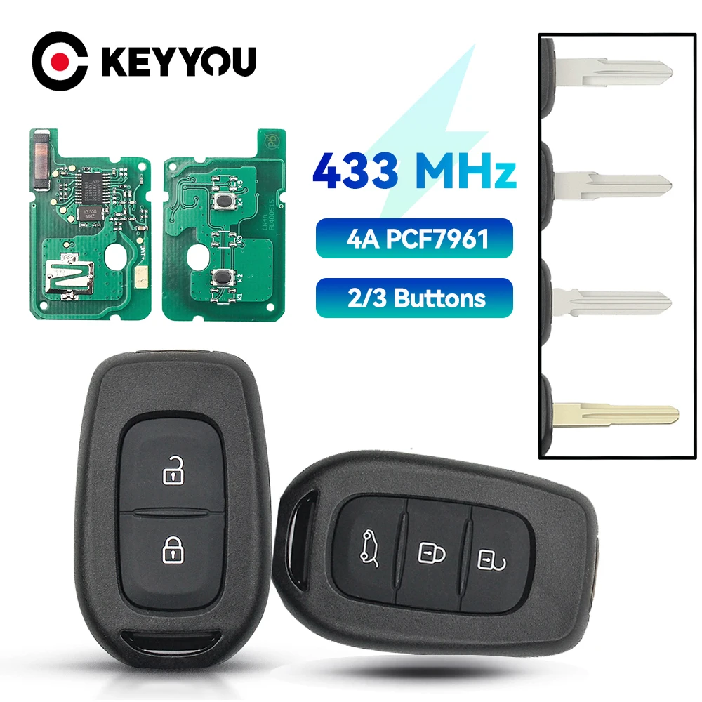 

KEYYOU дистанционный Автомобильный ключ для Renault Sandero Dacia Logan устройства Dokker Duster traffic Clio Master 433 МГц PCF7961M 4A чип 2/3 кнопка