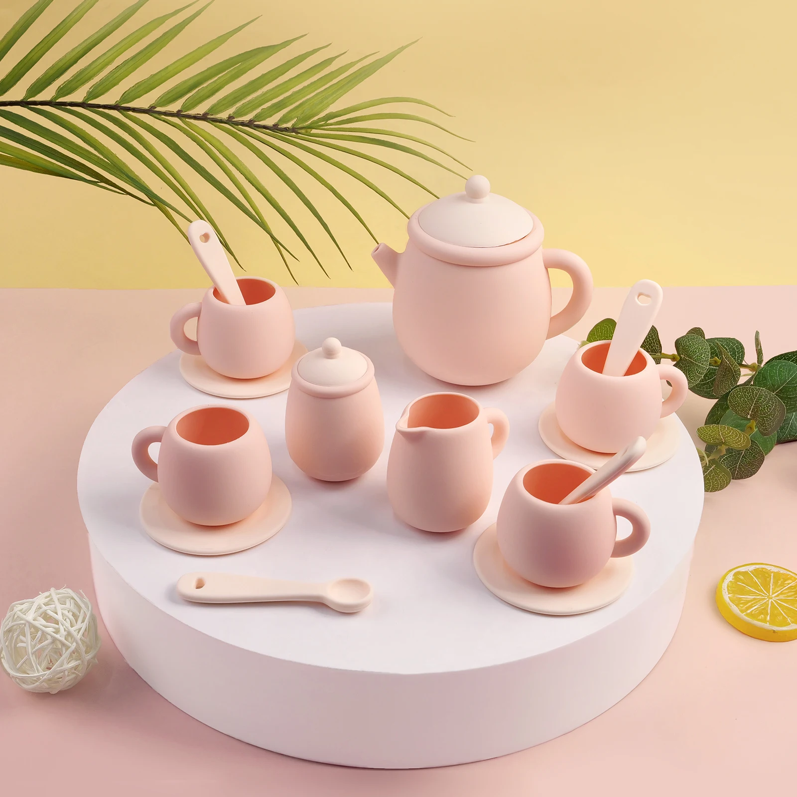 TYRY.HU 7PCS/Set Silicone Toddler Toys Tea Set For Little Girls And Boys 100% Food Silicone BPA Free Tea Set For Kids Tea Time 5