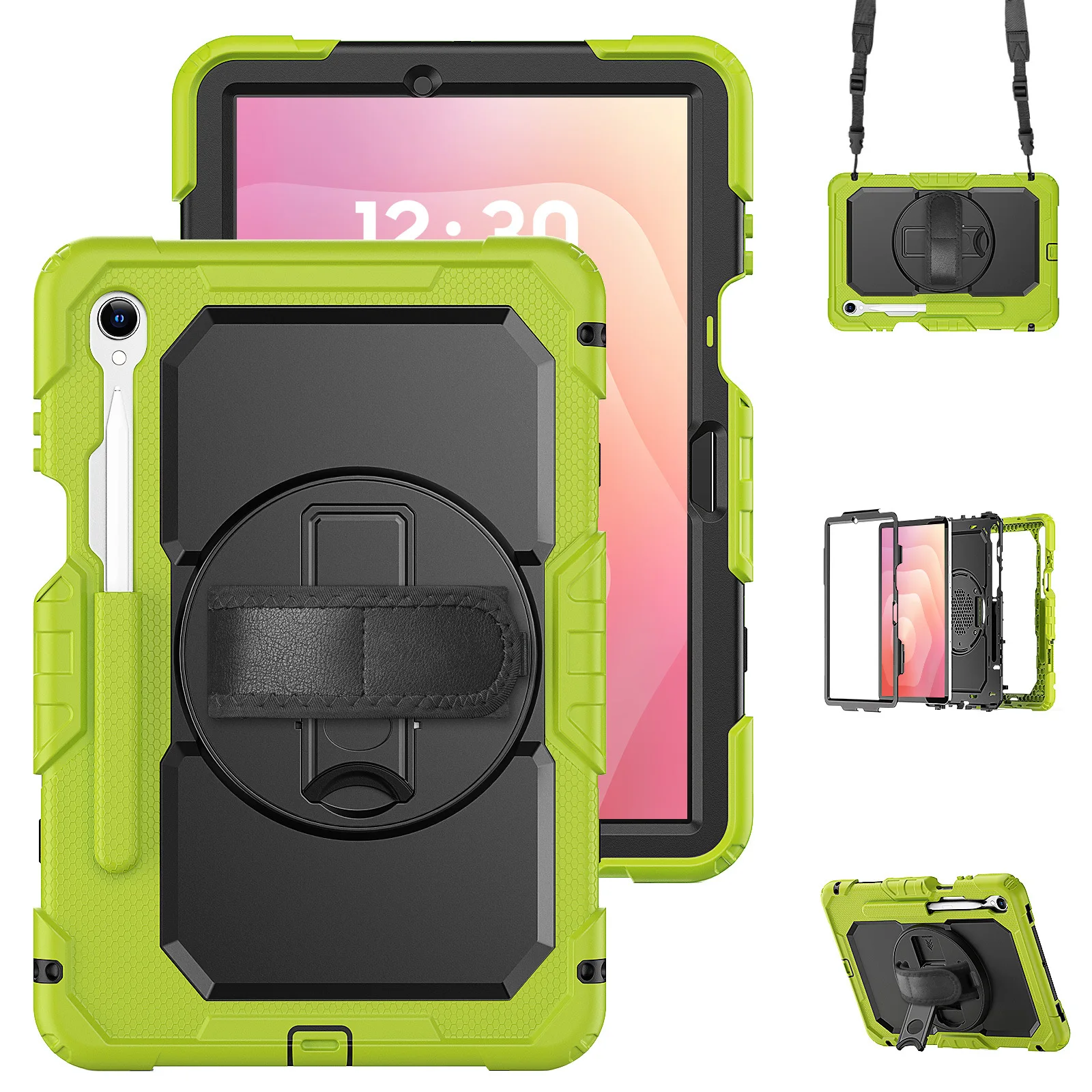 Shockproof Tablet Case with Screen Protector and Handle Belt Cover