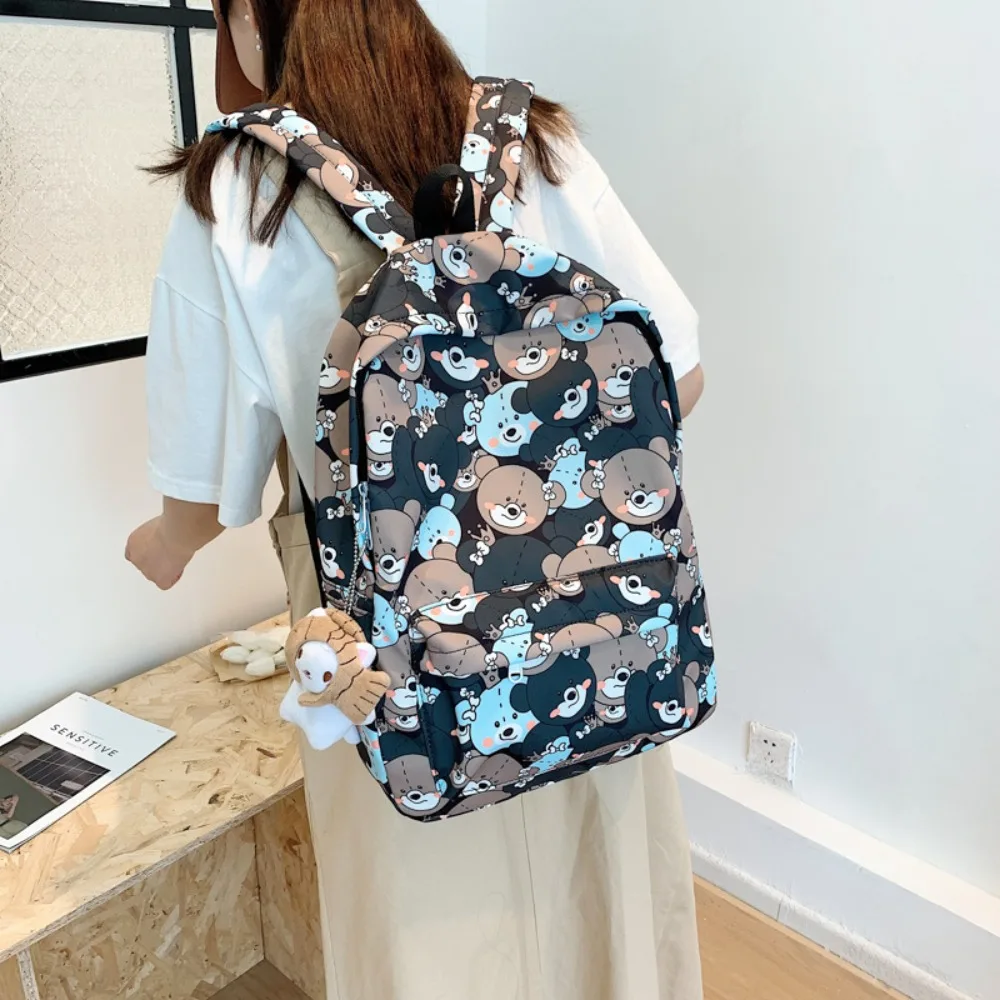 

Вместительный студенческий рюкзак с милым нейлоновым медведем, женский рюкзак с принтом, водонепроницаемые школьные сумки для взрослых