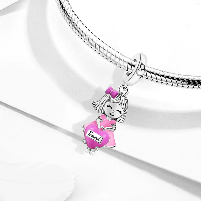925 Sterling Silber Charms-Perlen aus der Girl-Boy-Charakter-Serie, passend für Original-Armbänder, hochwertiger DIY-Schmuck für Damen – Detail 31