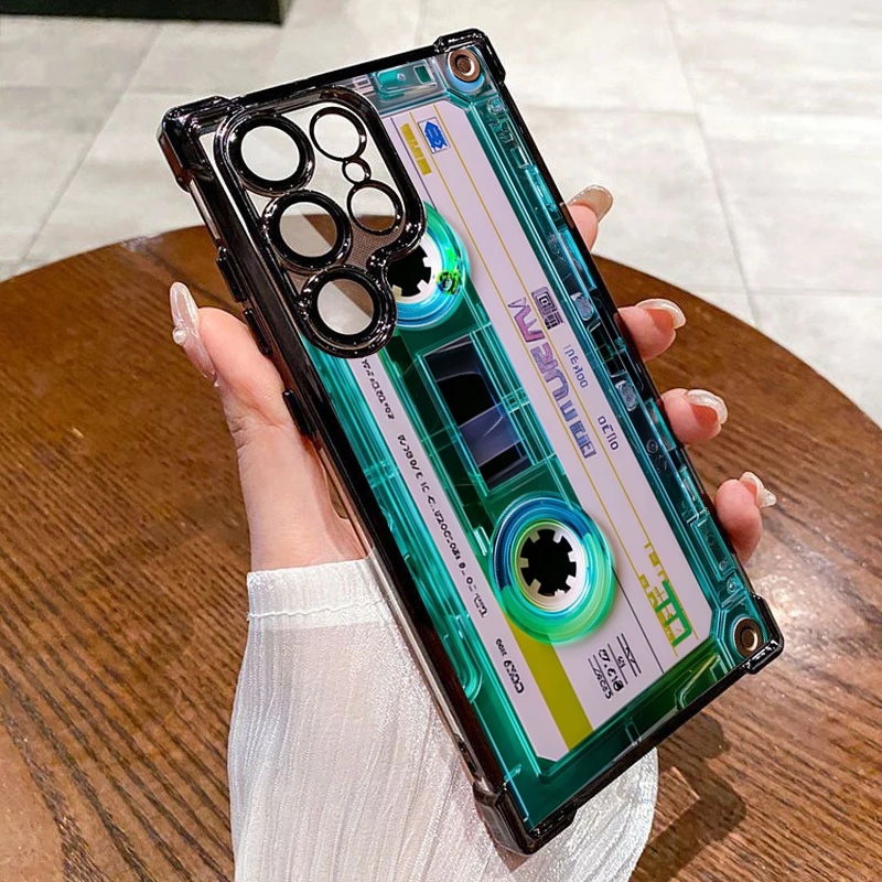 Vintage Cassette Tape Electroplate Airbag Phone Case Cover