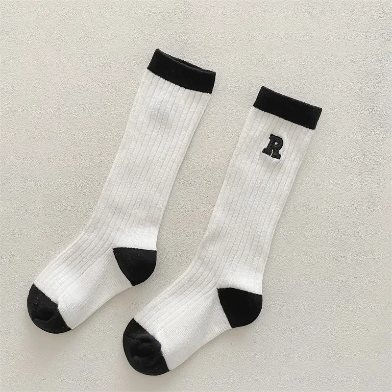 Autumn Winter Children School White Black Stripes Sport Socks Korean Knee High Long Stockings for Kids Boys Girls Baby Clothes
