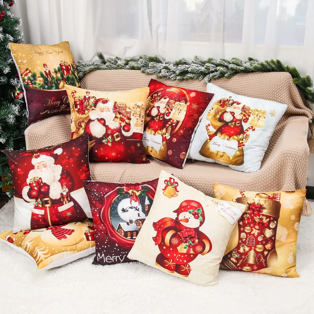 Christmas decorations Christmas Cushion Cover Navidad Noel Xmas Gifts
