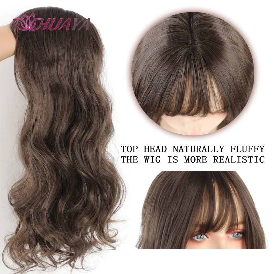 Long Wavy Topper Hair For Women 24Inch Synthetic Topper Clip Hair Extensions Daily Cover Gray Hair and Increase Hair Volume