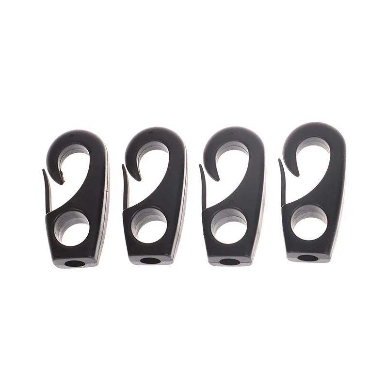 10Pcs Black Plastic Reusable Bungee Hook Boats Shock Cord Hook For Kayak Canoe Bungee Rope Rowing Boat Tie Cord