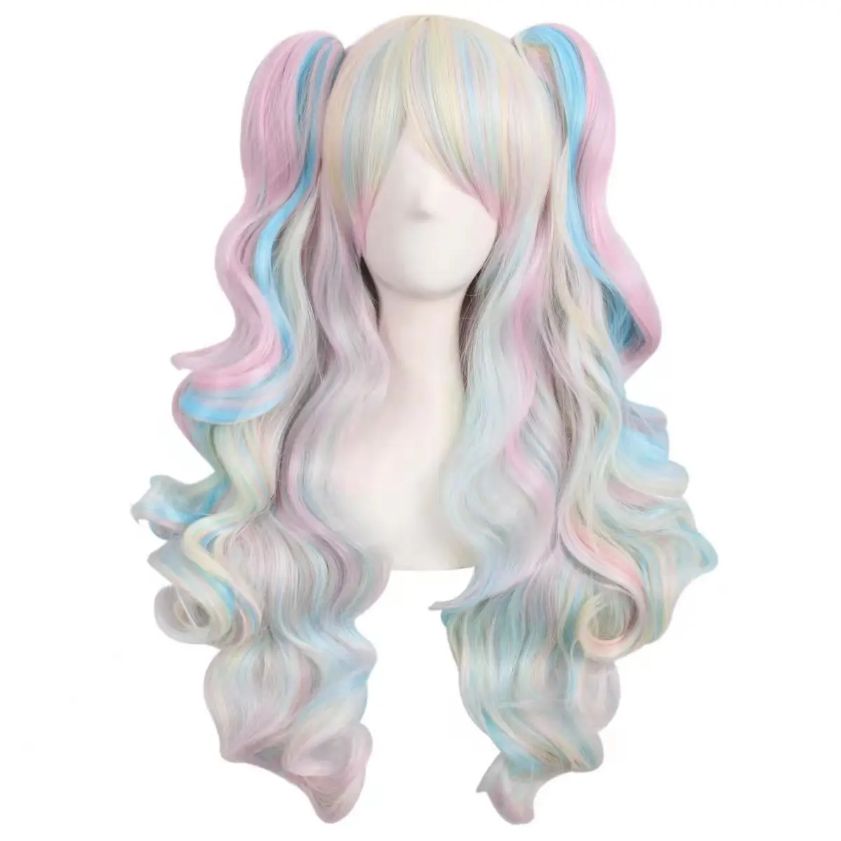 Vibrant Ombre Two-Tone Long Wavy Cosplay Wig with Ponytails