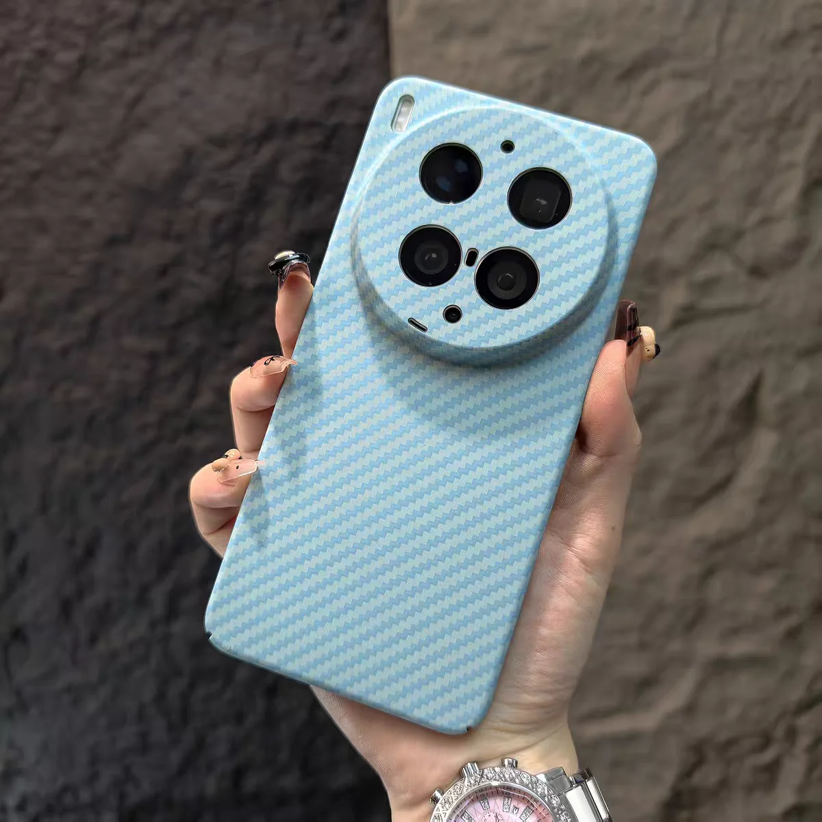 Trendy Matte Carbon Fiber Texture Shockproof Phone Case with Bumper Protection