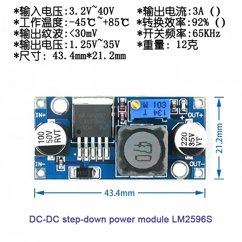 "10Pcs Dc-Dc 3A Modulo Step-Down Regolabile Lm2596 Stabilizzazione Della Tensione Da 24V A 12V 5V 3V"