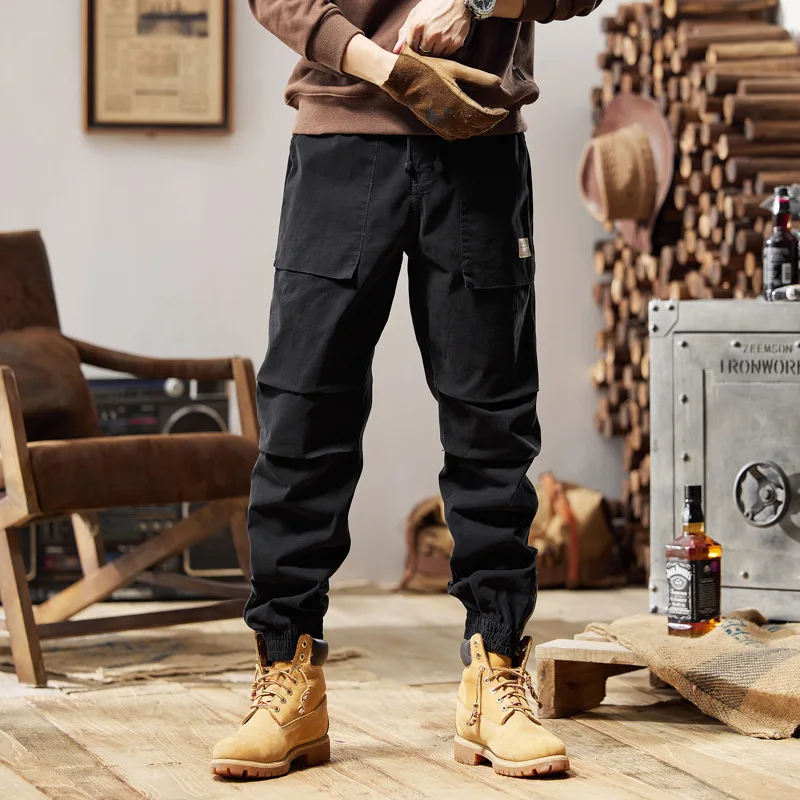 

Осенние дизайнерские небольшие штаны с пуговицами, повседневные брюки-карго со шнуровкой в стиле ретро