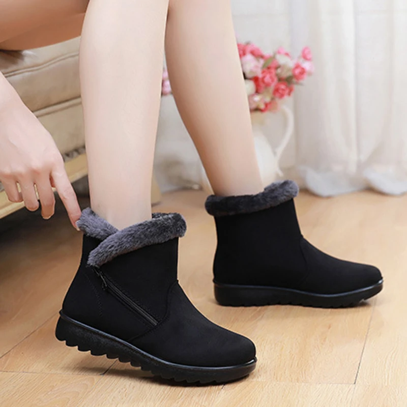 Botas cortas para mujer, zapatos cálidos de algodón para personas mediana edad y mayores, botas de nieve de algodón de talla grande, invierno, 2022|Botas de nieve| - AliExpress