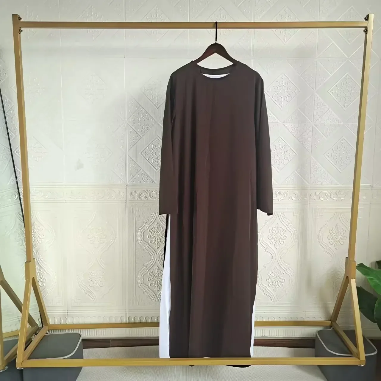 Muslim Abaya 2 Piece Set Dubai Turkish White Under Dress for Abaya Women African Ramadan Eid Islamic Clothing Loose Kaftan Robe