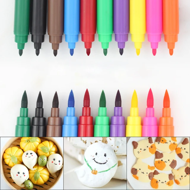Edible Markers for Decorating, 10Pcs Double-sided Food Coloring Pens,  Gourmet Writers for Fondant, Cake, Cookie Decorating, Easter Eggs, and  Macaron.