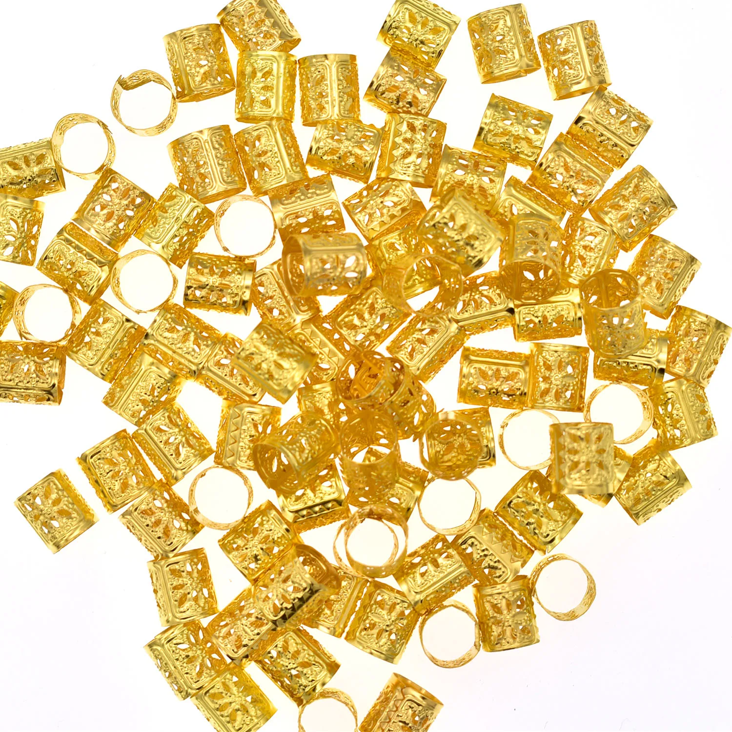 100Pcs/Lot Golden/Silver adjustable micro hair dread Braids dreadlock Beads cuffs clips rings for hair accessories ring beads ring beads hair extensions tools hair braid accessories nano rings