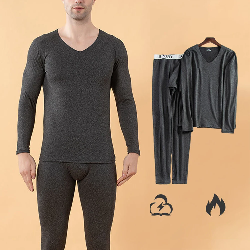 Fashion Men's Milk Silk Seamless Thermal Long Johns Tops Bottoms Autumn Winter Solid Color Men Comfortable Thermo Underwear Set