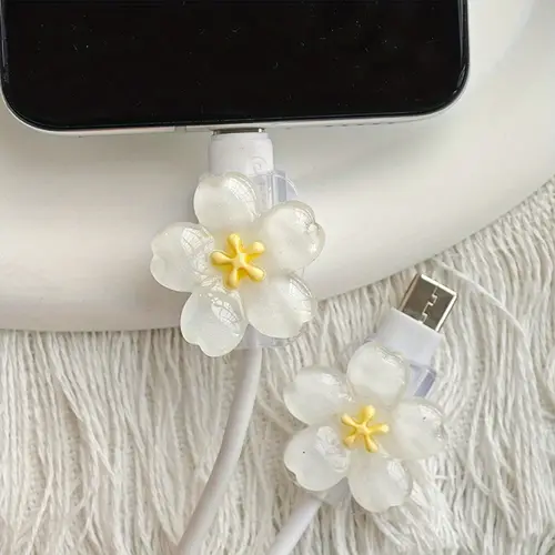 2pcs Cherry Blossom Cable Protector Cord Saver Sleeve Data Line Protection Kit For iPhone/Type-C Charging Interface - Image 2