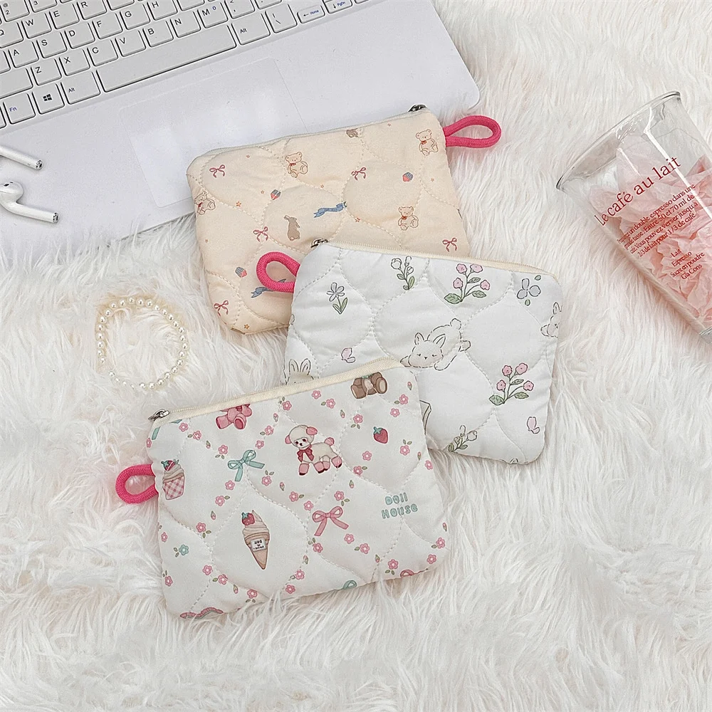 Portable Storage Bag Purse Women Mini Makeup Handbags Cute Cartoon Small Travel Cosmetic Lipstick Earphone Bag Card Wallet Pouch