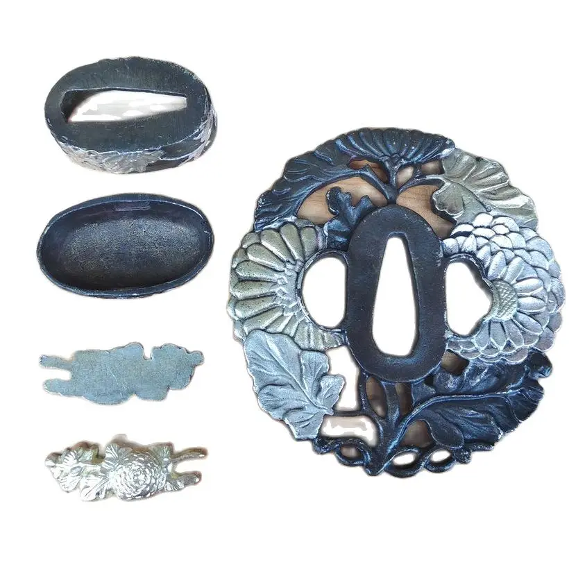 

Quality A Set Fitting Tsuba Menuki Kashira Accessory Parts For Japanese Katana Sword Blade Brass