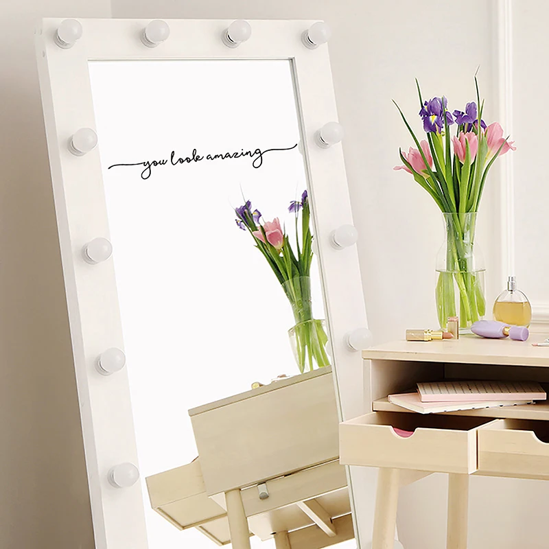 1Pc You Look Amazing Mirror Decal PVC Decal Bathroom Decor Shower Door Wall Art Home Decoration Accessories