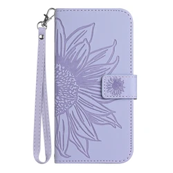 Luxury 3D Leather Wallet Flip Phone Case with Strap for Honor and Huawei Devices (PURPLE)