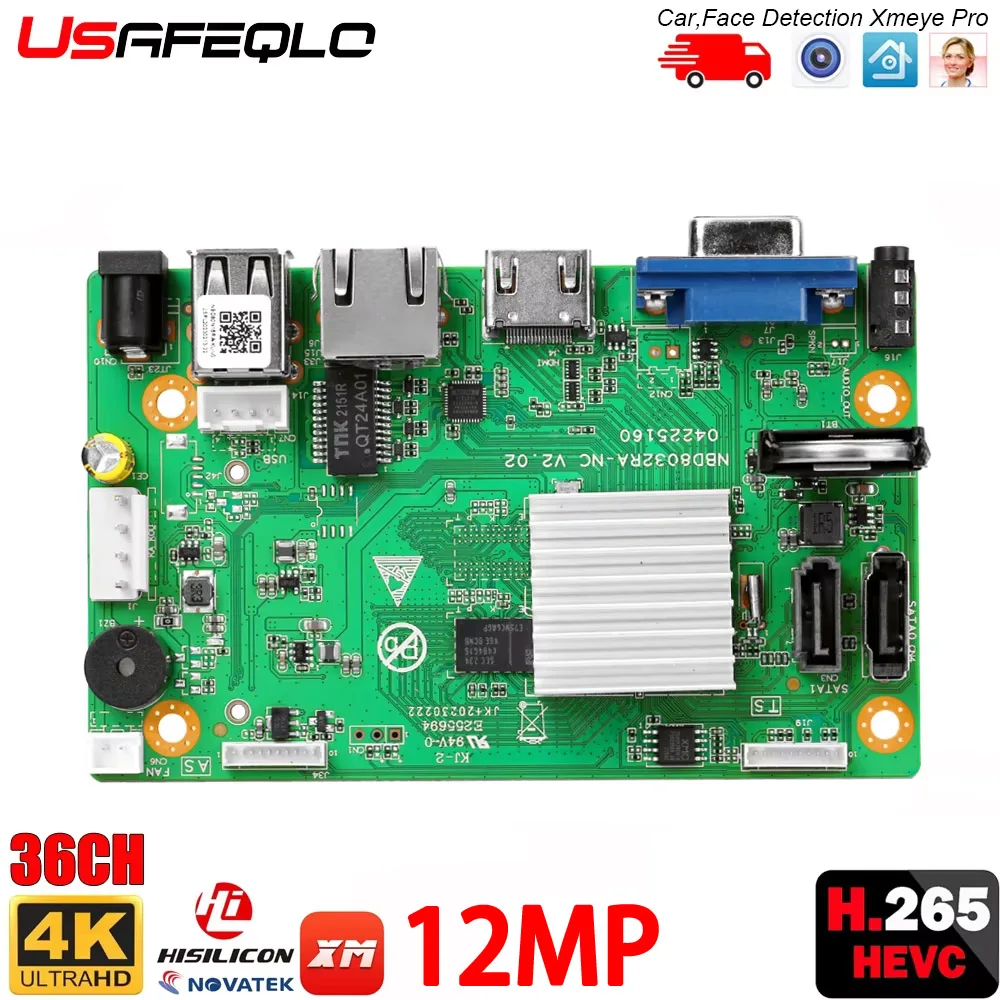 Registratore Video Digitale di Rete NVR H.265 9/32CH*4K 10/16/36CH 12MP, Supporto Max 8T, Rilevamento Movimento, CMS XMEYE
