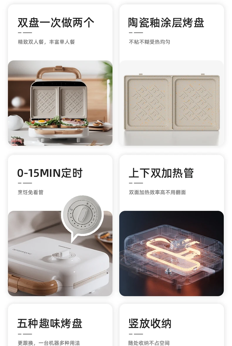 Description Picture 6 of itemDual Plate Sandwich Maker, MultiFunction Waffle and Light Meal Machine for Home Use, Quick Heat Appliance, Easy Clean Plates
