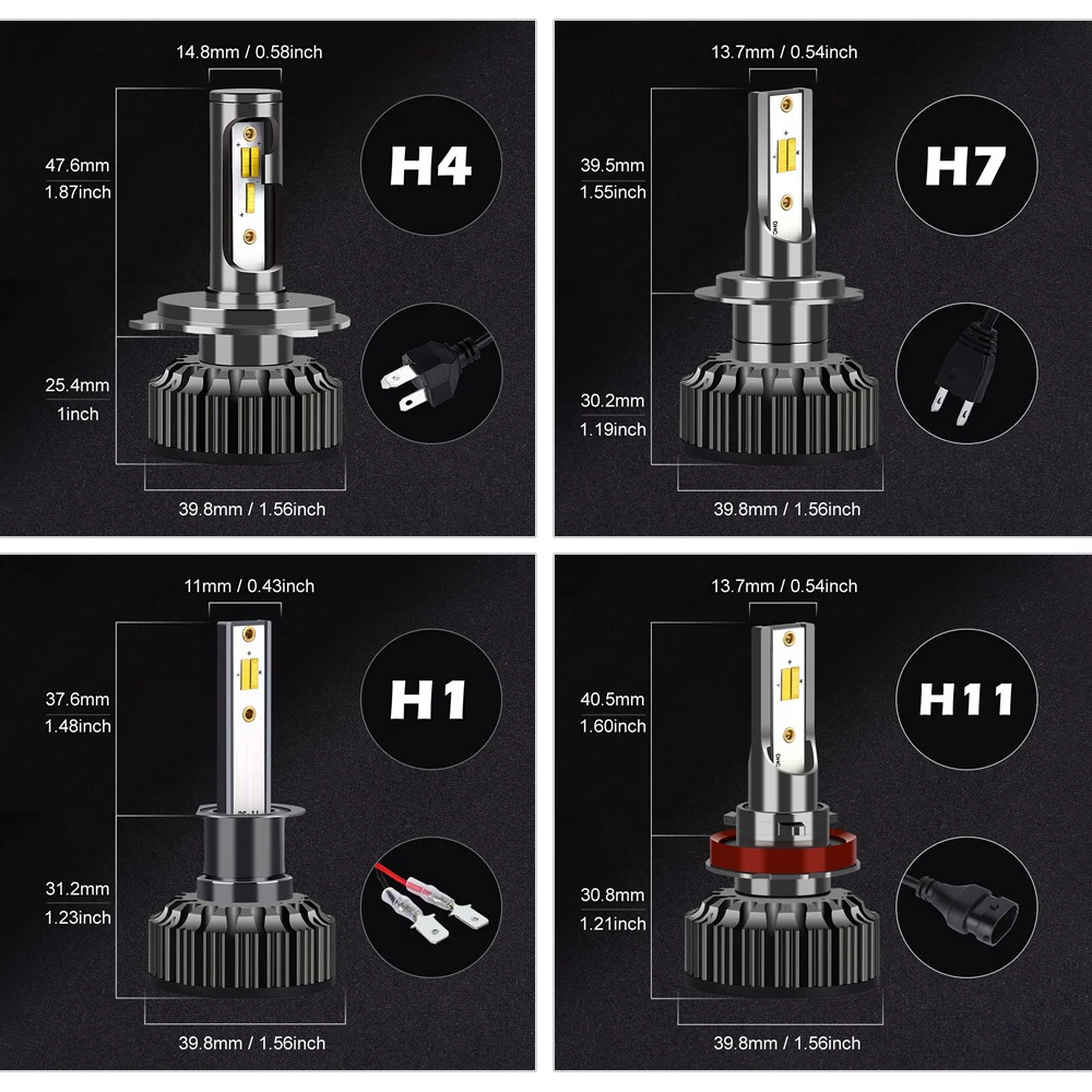 Infitary Car Headlight Bulbs H4 H7 Led 20000LM H1 H3 H11 H13 880 9005 9006 9007 3 Color Change 3000K 4500K 6500K Auto Fog Lamps led light led bulb led fog light led headlight fog and headlight bulbs