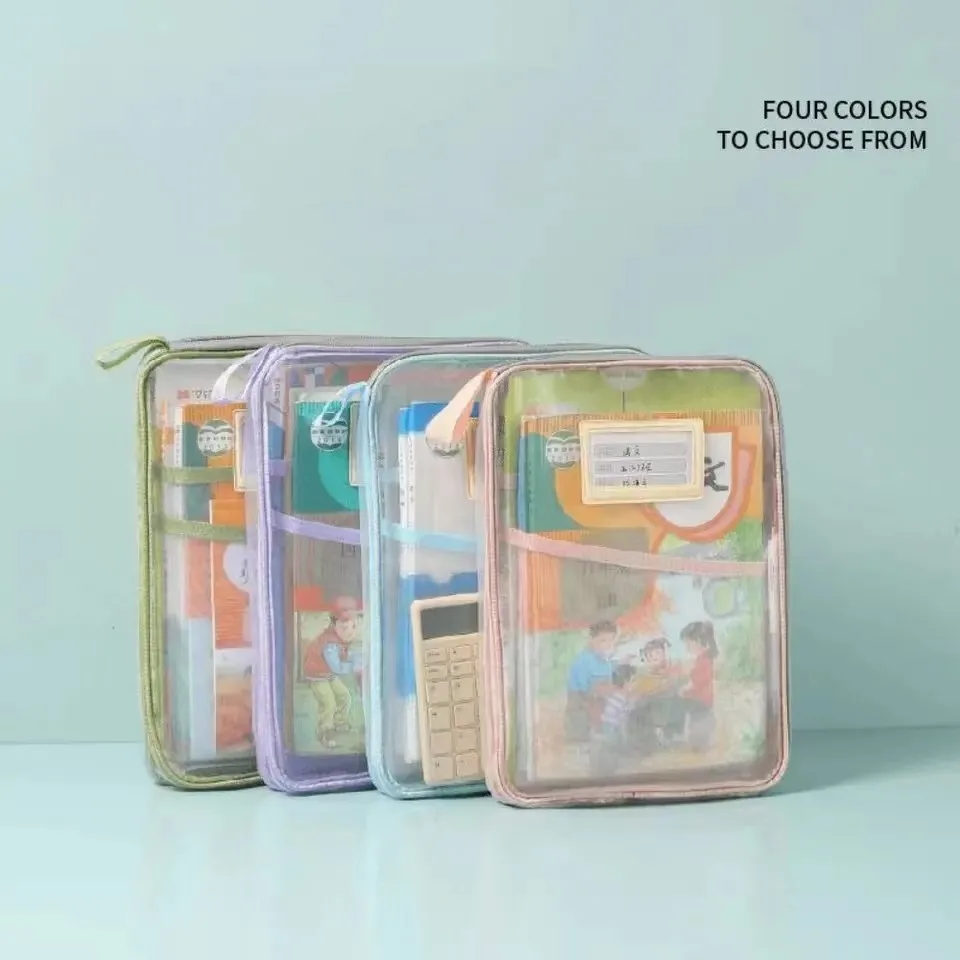 Transparent Stationery Storage Folder Hot Thicken Mesh Zipper File Packing A4 Size School Office Supplies Travel Storage Bags