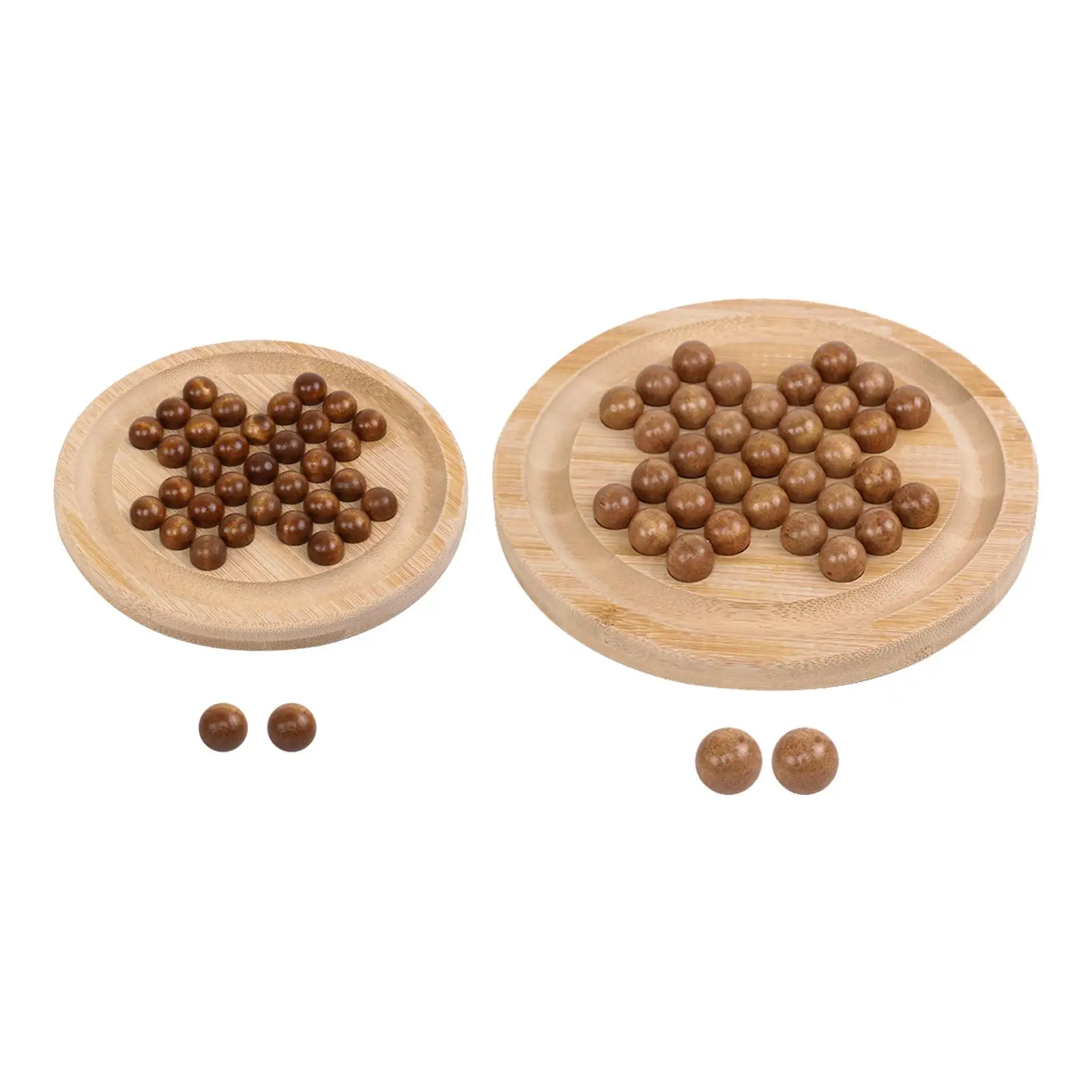Wooden Peg Solitaire Board Game Tabletop Decor with 33 Glass Balls Pegs Chess