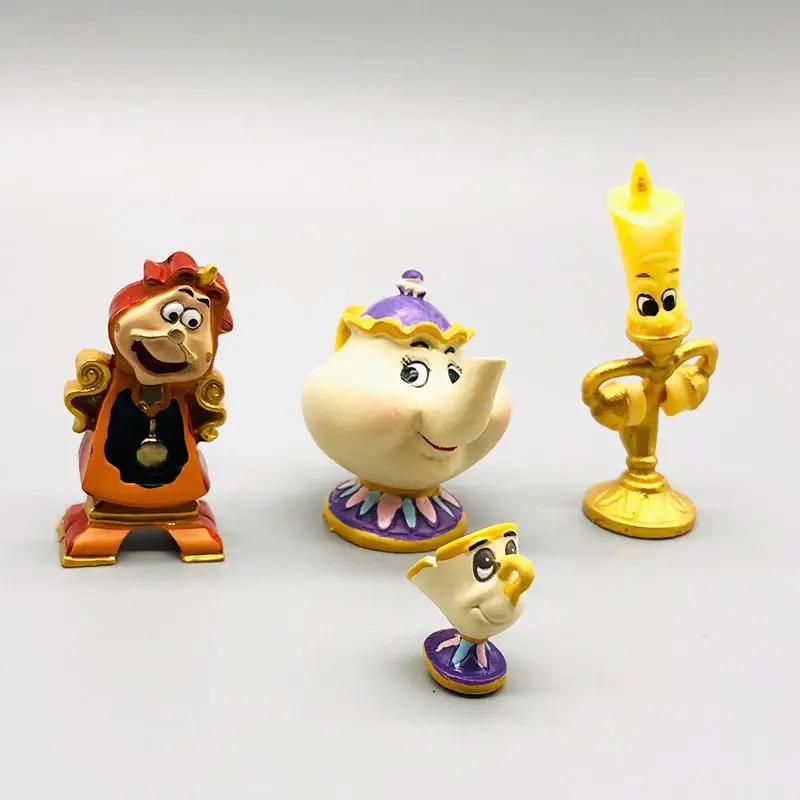 Juguete de figura de acción de la Bella y la Bestia de Disney, Sra. Potts,  Lumiere Leone Sworth, mantequilla de anime, regalo de cumpleaños para  niños, decoración para pasteles, 4 piezas zhangyuxiang