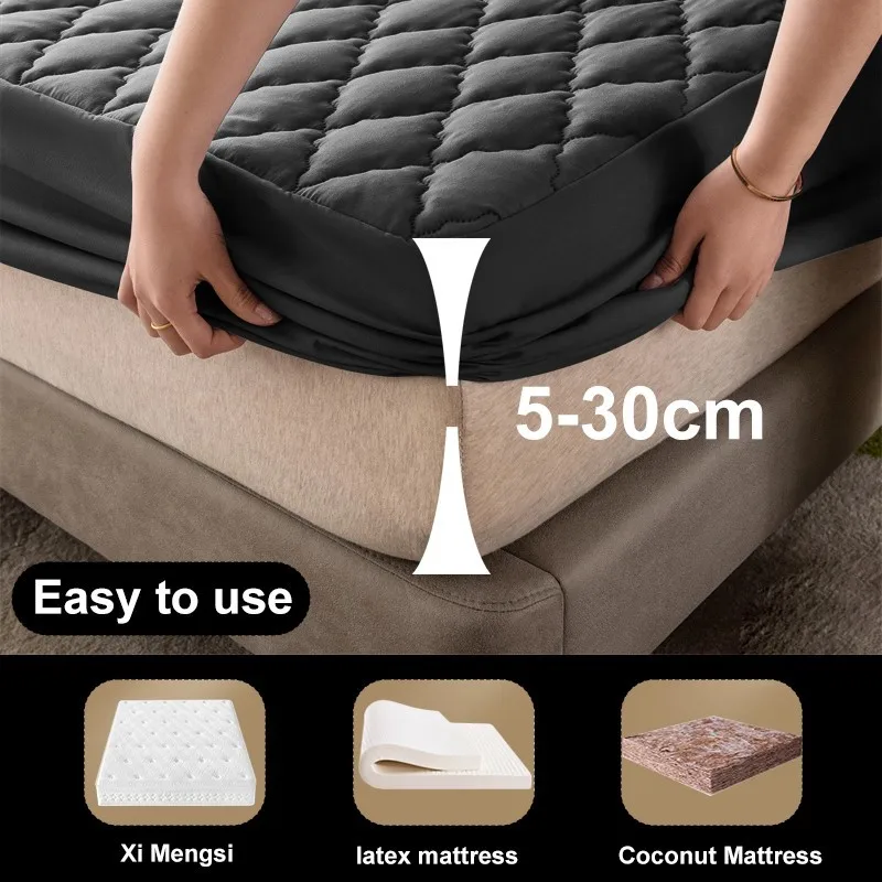 Waterproof Mattress Pad Protector Thickened Cotton Double Elastic Fitted Sheet Bed Covers Anti-slip Pad for Bed 160x200 180x200
