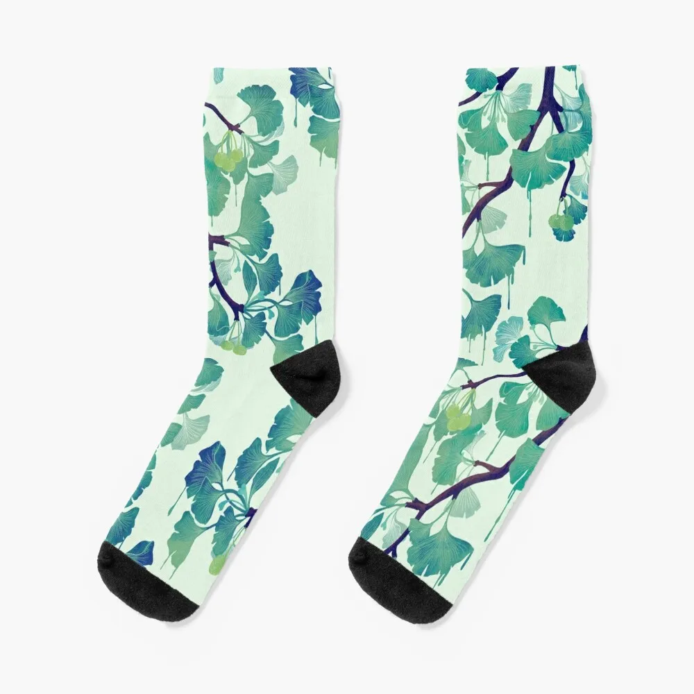 O Ginkgo (in Green) Socks non-slip soccer stockings short socks floor socks Socks For Men Women's