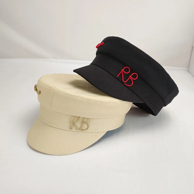 Women Hat Caps Fashion Cotton Pin decoration Letter Newsboy Caps
