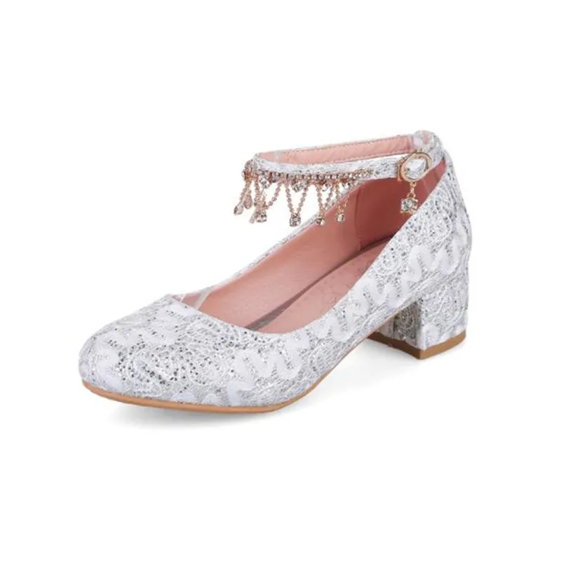 High Heels Girls Princess Dress Shoes Crystal Kids Snow Queen Shoes Red