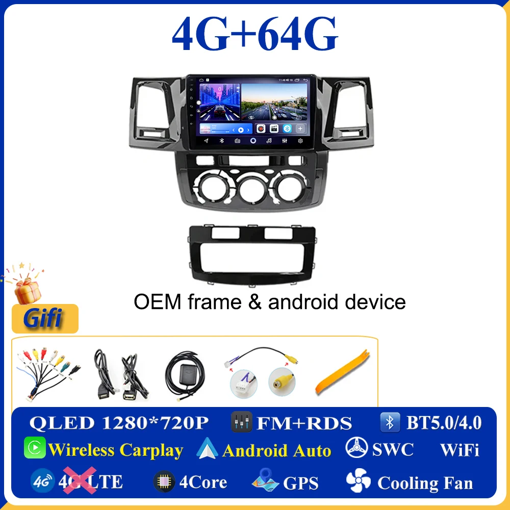 Android 13 Car Radio Stereo For Toyota Fortuner 2015-2018, Biorunn 9 Inch Octa Core GPS Navi Wireless Wired Car-Play Android Auto Head Unit IPS FM AM RDS DSP, 2GB RAM 32GB