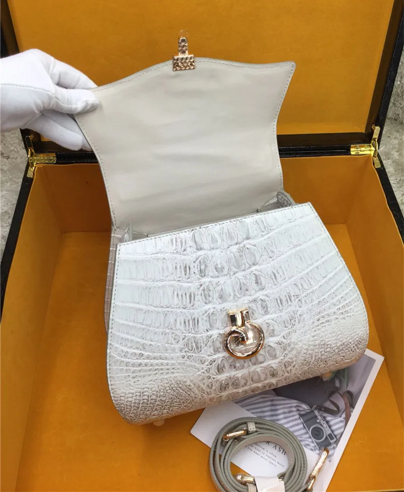 Genuine White Alligator Doctor Purse | Exotic Crocodile Crossbody