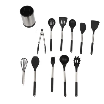 Kitchen Utensils Set Silicone Stainless Steel Handle Non Slip Heat Resistant Cooking Utensils Set for Home Apartments 1