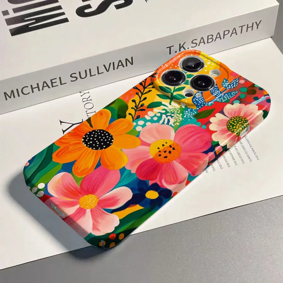 Elegant Floral Shockproof Phone Case with Hard PC Bumper Cover