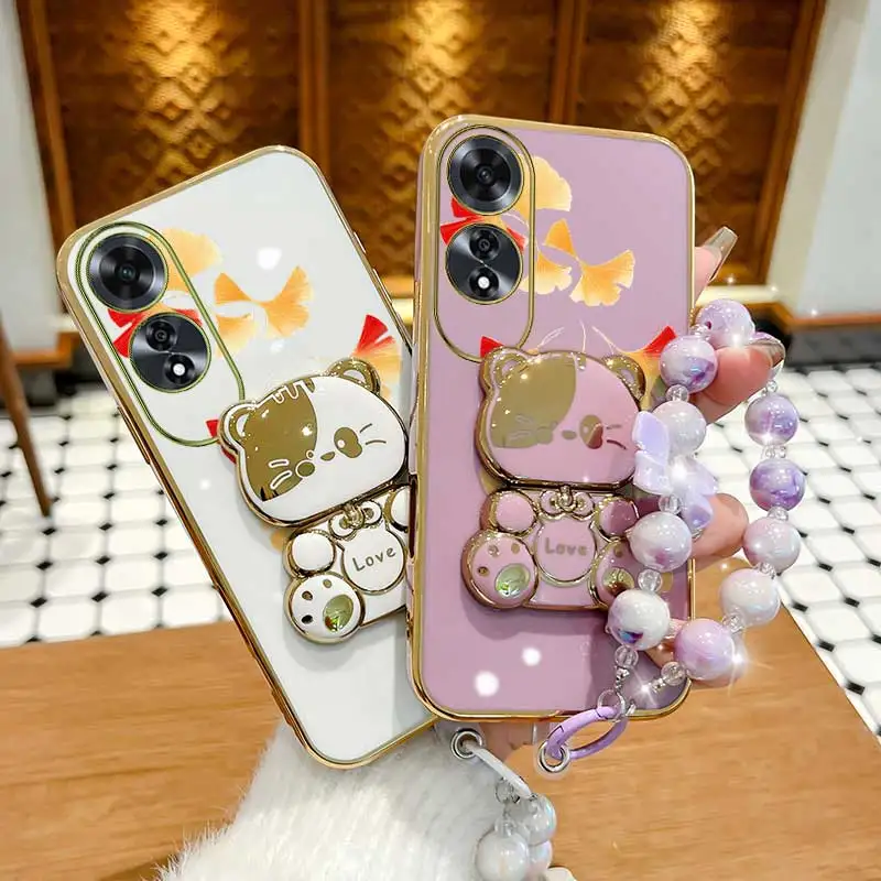 3-Piece Red Maple Leaf Phone Case Set with Lanyard and Rabbit Stand