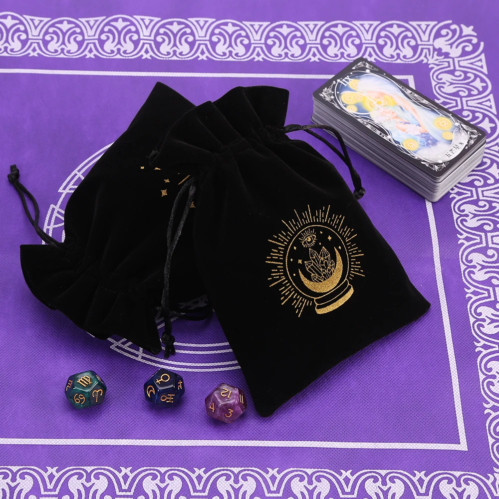 Tarot Card Bag Composite Fleece Drawstring Storage Bag Tarots Storage Dice Rune Jewelry Pouch Christmas Party Gift Pouch tarot card storage bag