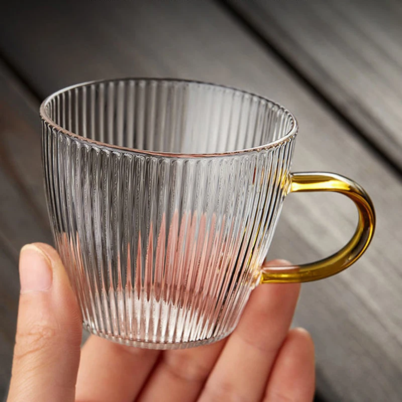 120ml Vertical Grain Glass Transparent Cup Borosilicate Teacup Glass Household Cup Transparent Teacup