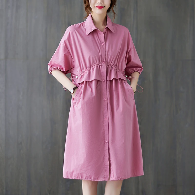 

Женское платье-блузка с рюшами, повседневное летнее платье в Корейском стиле для работы и офиса