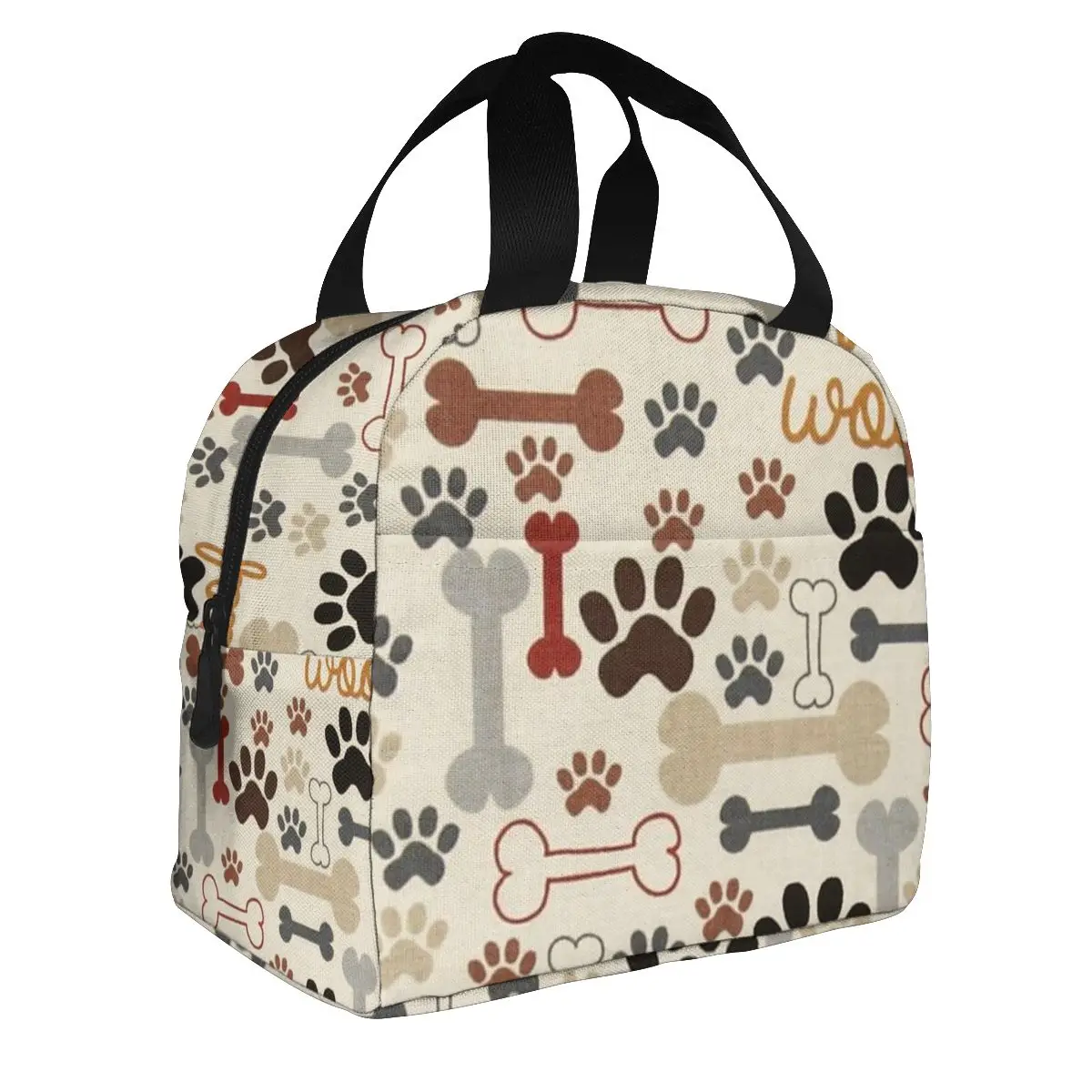 

Cute Dog Paw And Bones Prints Insulated Lunch Bags Women Food Case Bag Kids Cooler Warm Bento Box Tote Small Food Bags for Work