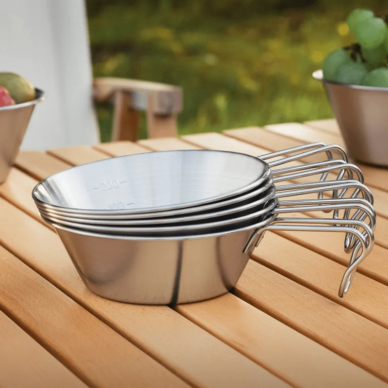 2pcs 16.9oz/500ml Outdoor 304 Stainless Steel Bowl, Portable Outdoor Camping Cookware, Family Kitchenware Set