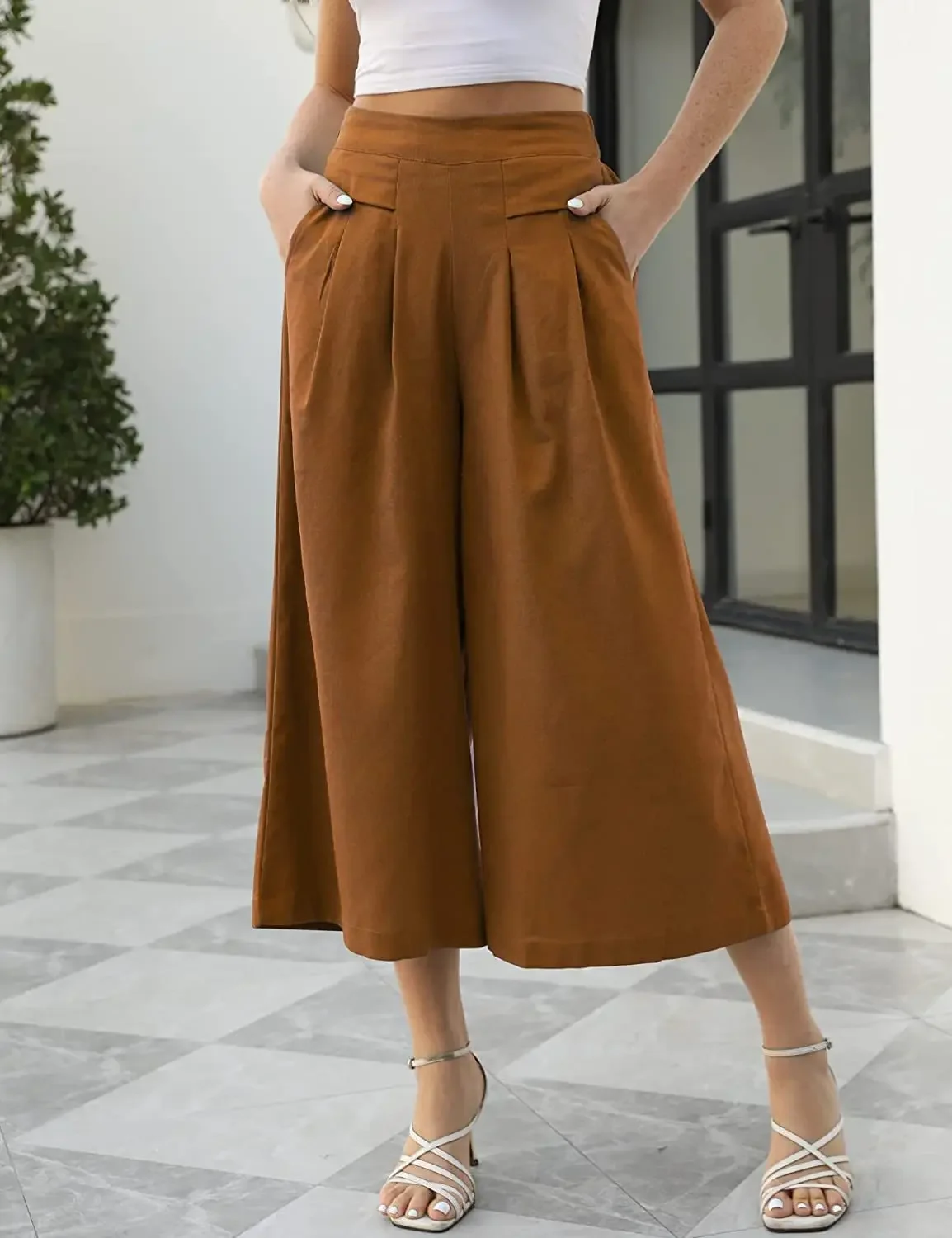 

Casual Pockets Pants for Women Cargo Pants Women Streetwear Fashion Joggers Female Elastic-waisted Wide-leg Trousers Streetwear