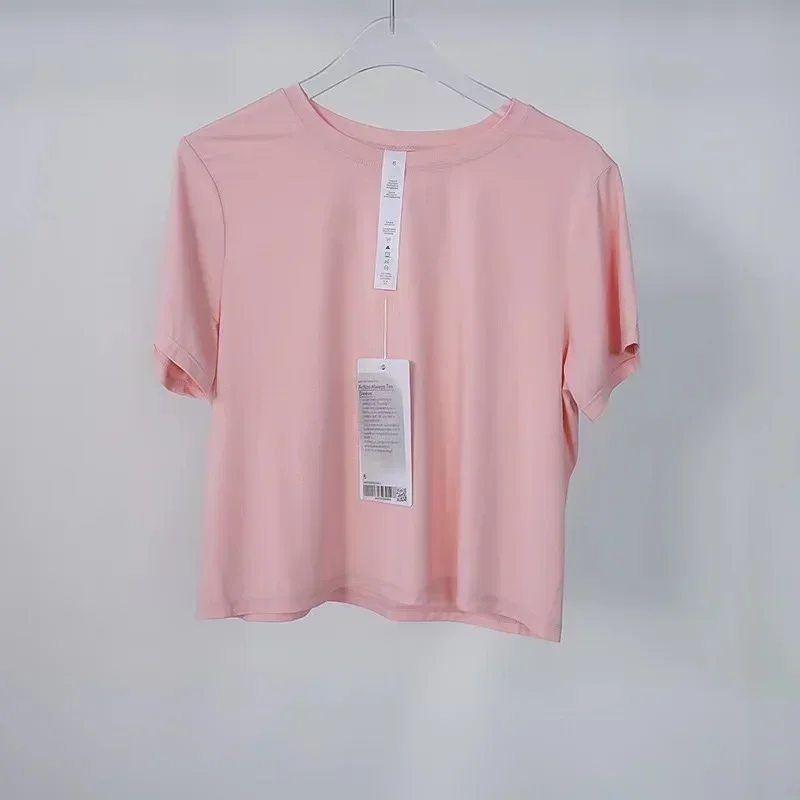 

Lulu Women Summer Solid Color Short Sleeve Top Ladies Loose Elastic Breathable Sports Yoga Dance Gym Sports Leisure T-Shirt