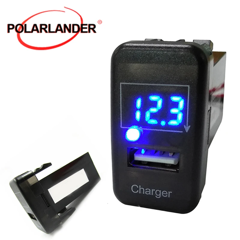 

Fast Charger Accessories Voltmeter Monitor Display Led Light Car Charger 5V 2.1A USB Port Socket Adapter Dashboard for Toyota